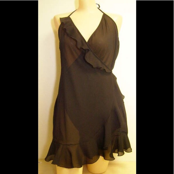NWT S to XL Georgette cover-up dress black 454 - Picture 1 of 2